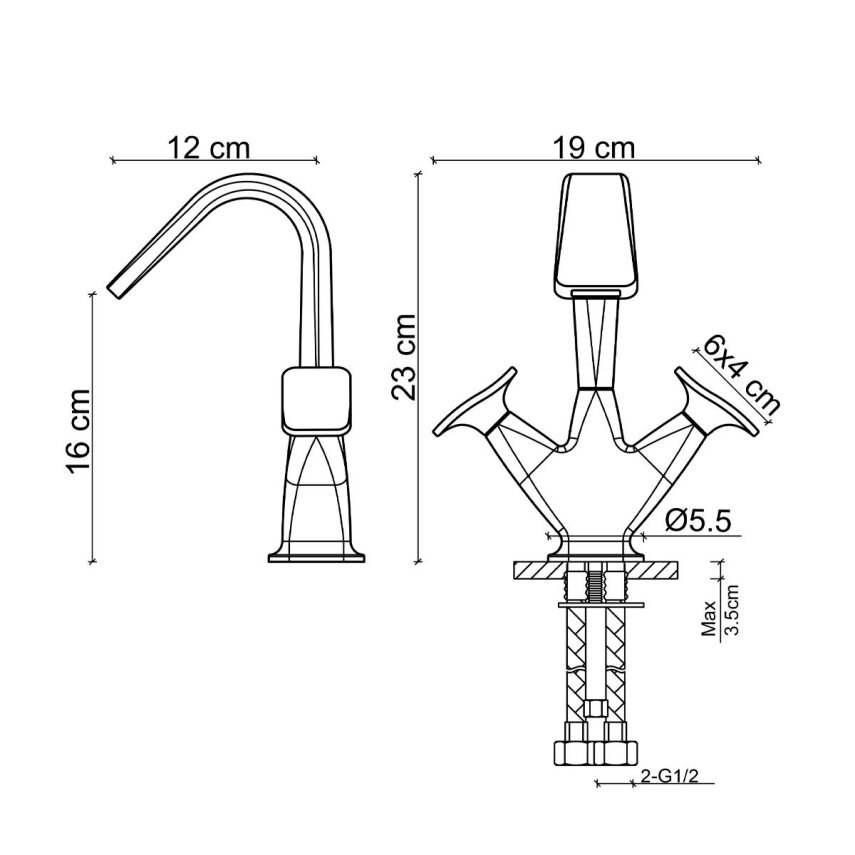Altın Lavabo Bataryası FK-1012  - 3
