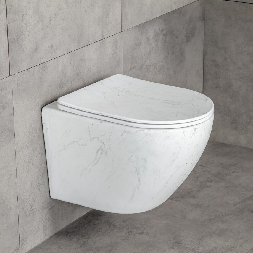  Asma Klozet Mermer Desenli Mat Beyaz ET-W1200M8 - 4