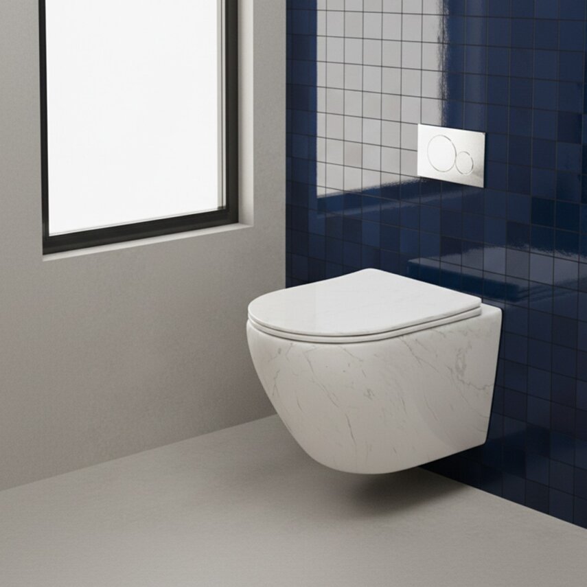  Asma Klozet Mermer Desenli Mat Beyaz ET-W1200M8 - 5