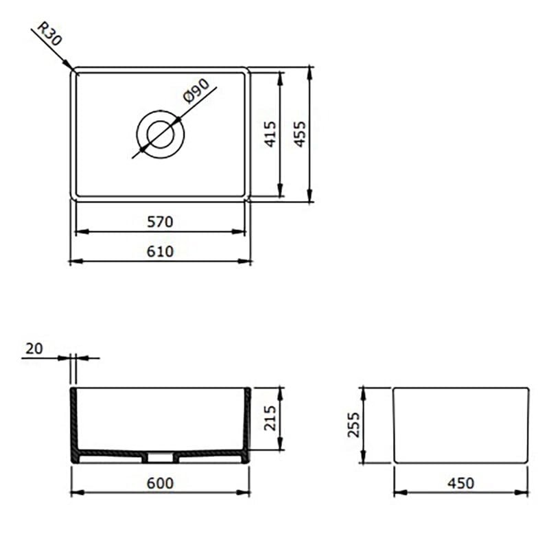 BOCCHİ Lavello Mutfak Eviyesi 60 cm Mat Yasemin - 2