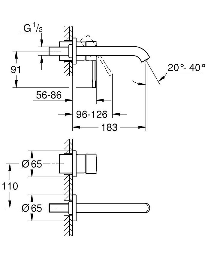 Grohe Essence Bakır İki Delikli Lavabo Bataryası Sıva Üstü Grubu - 2