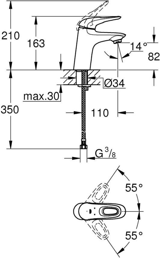 Grohe Eurostyle Tek kumandalı lavabo bataryası (Cold Start) - 2