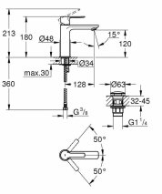 Grohe Lineare Tek kumandalı lavabo bataryası - 2