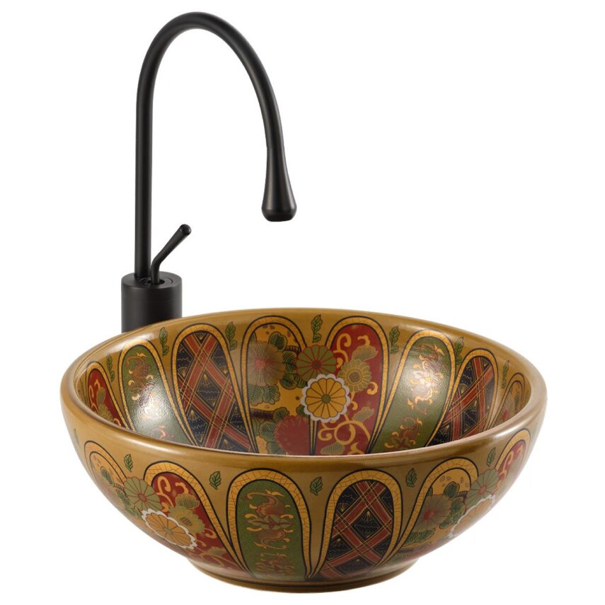 Lena Tezgah Üstü Kahverengi Lavabo - 1
