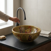 Lena Tezgah Üstü Kahverengi Lavabo - 2