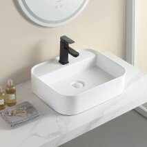 Mat Beyaz Tezgah Üstü Lavabo EY-4720MB  - 2