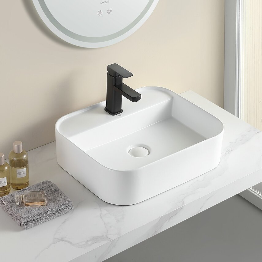 Mat Beyaz Tezgah Üstü Lavabo EY-4720MB  - 2