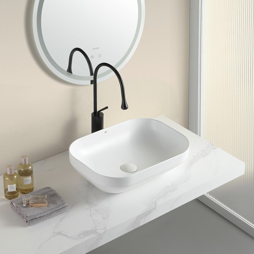 Mat Beyaz Tezgah Üstü Lavabo EY-4740MB  - 2