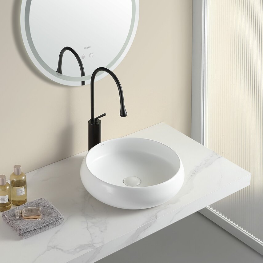 Mat Beyaz Tezgah Üstü Lavabo EY-4760MB  - 2