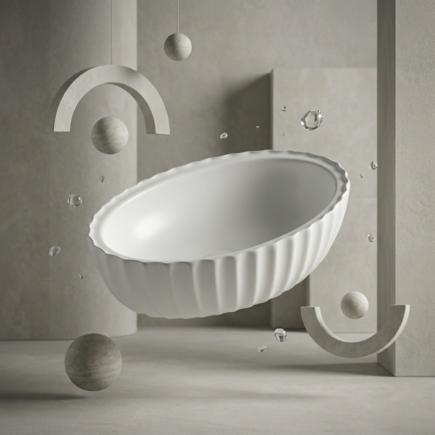 Mat Beyaz Tezgah Üstü Lavabo EY-4770MB - 2