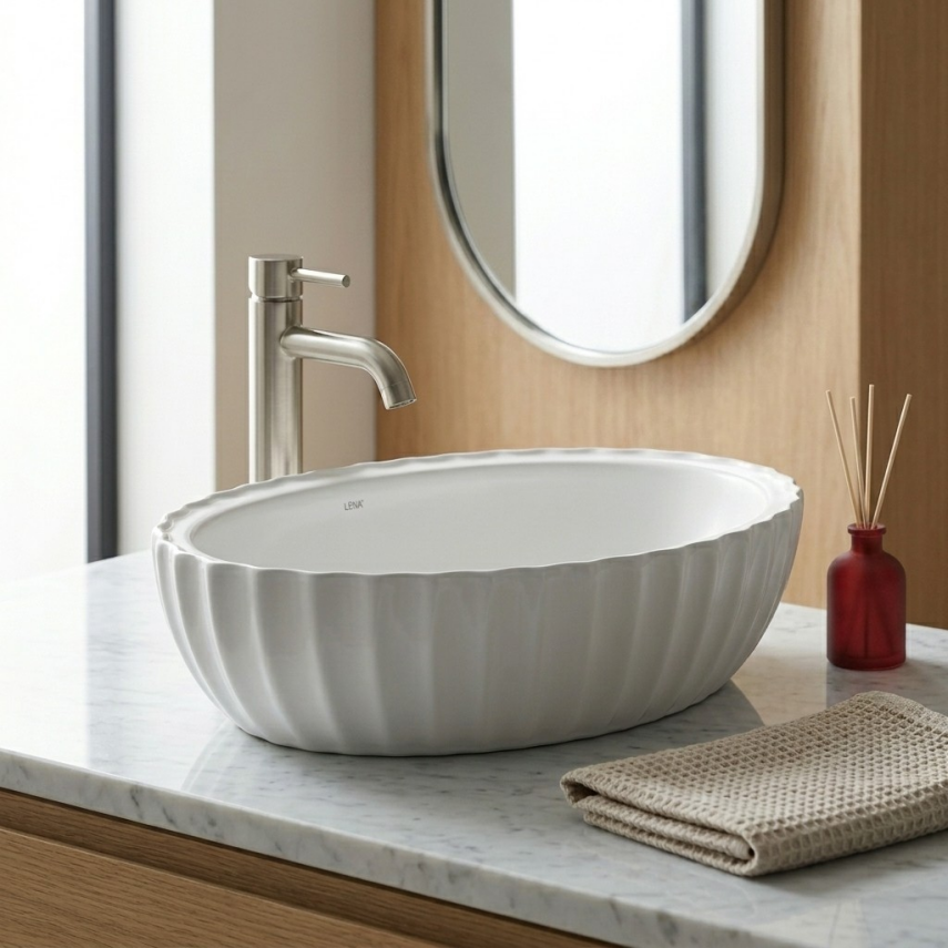 Mat Beyaz Tezgah Üstü Lavabo EY-4770MB - 3