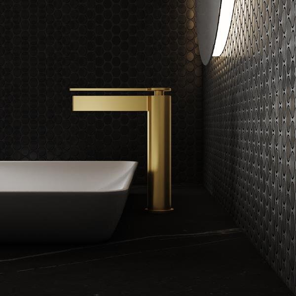 Mat Fırçalanmış Altın Yüksek Lavabo Bataryası FJ-6022  - 3