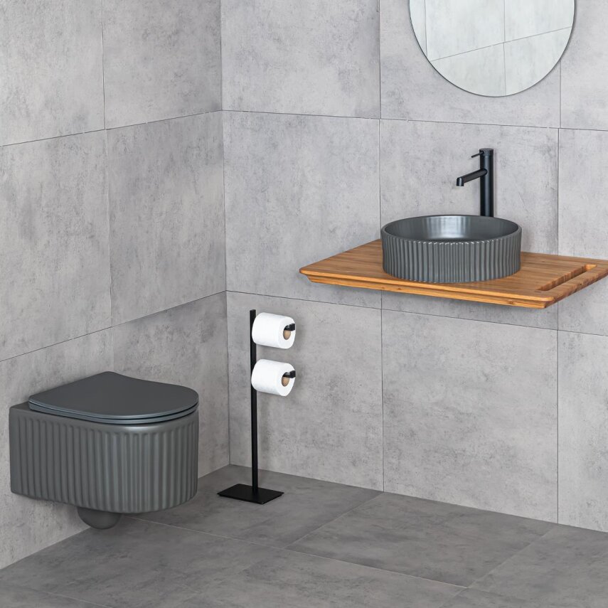 Tezgah Üstü Mat Füme Lavabo E-W1001MF  - 3