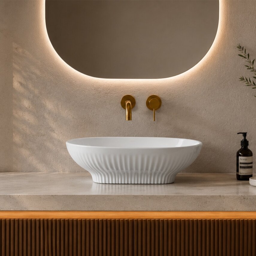 Parlak Beyaz Tezgah Üstü Lavabo EY-4821 - 3