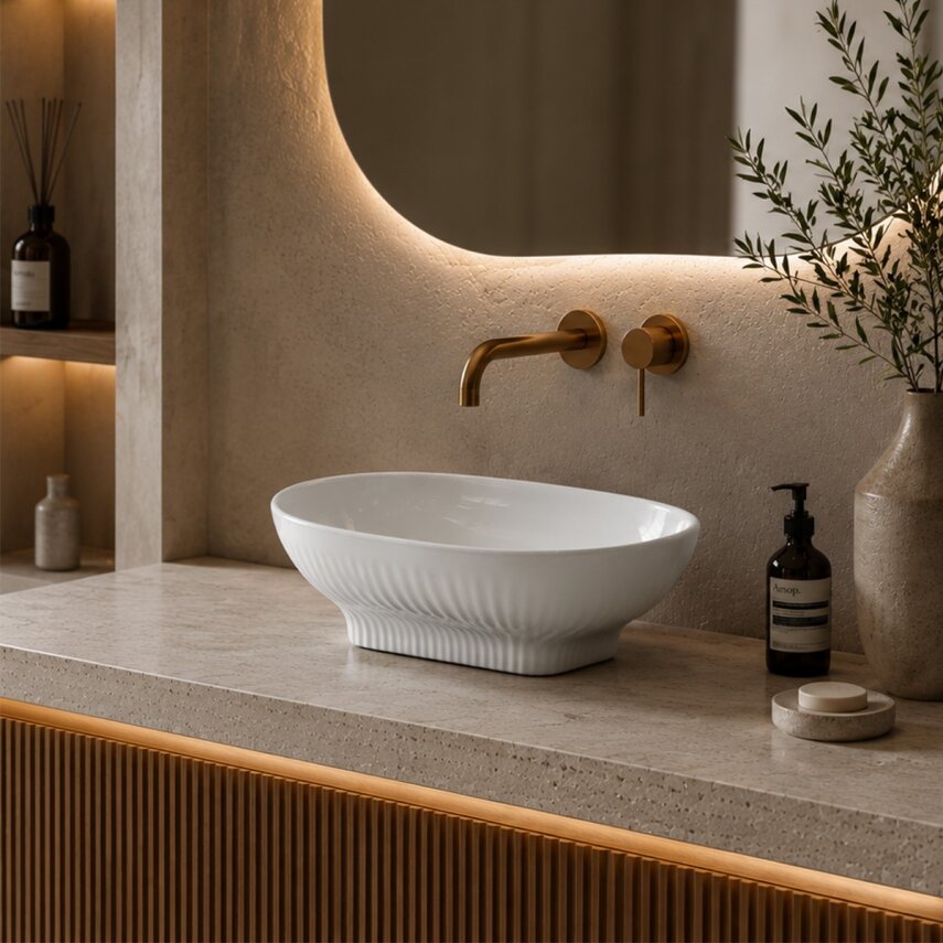 Parlak Beyaz Tezgah Üstü Lavabo EY-4821 - 4