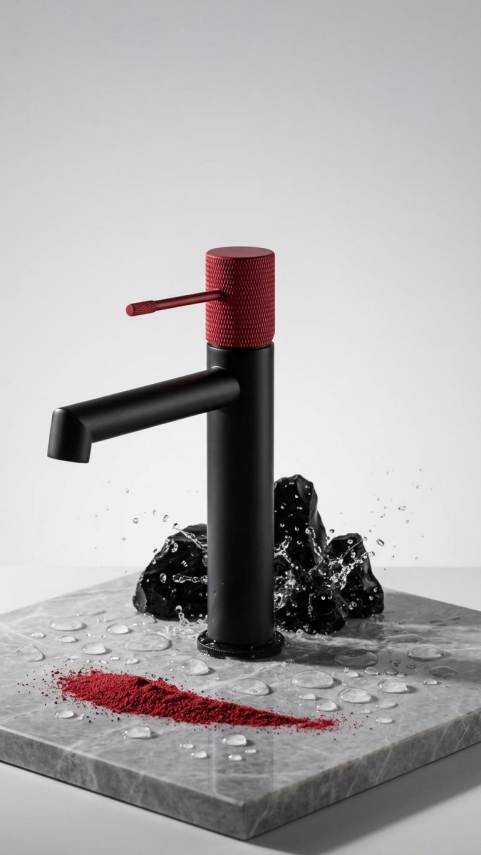 Siyah & Kırmızı Lavabo Bataryası FM-2118  - 3