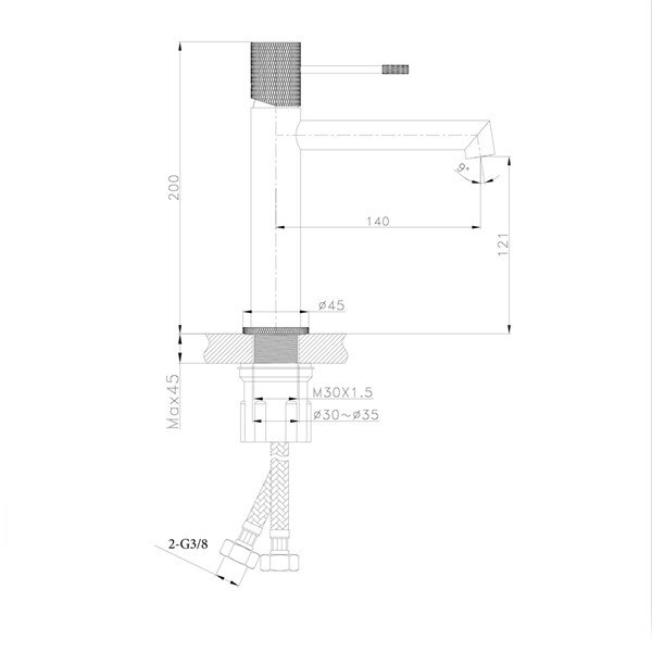 Siyah & Kırmızı Lavabo Bataryası FM-2118  - 6