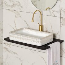 Tezgah Üstü Lavabo Beyaz & Altın EY-7034 - 2