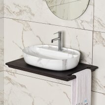 Tezgah Üstü Lavabo Beyaz Mermer Desenli E-2114M1 - 2