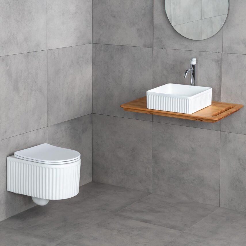 Tezgah Üstü Lavabo Mat Beyaz E-W1003MB  - 4