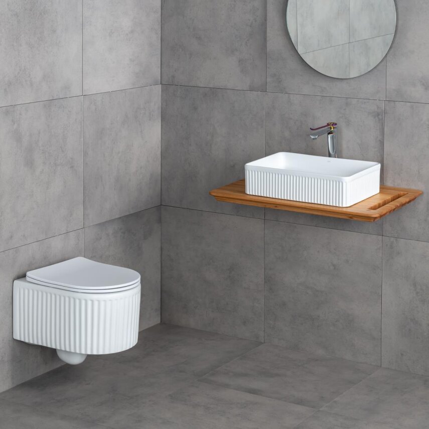 Tezgah Üstü Lavabo Mat Beyaz E-W1004MB - 3