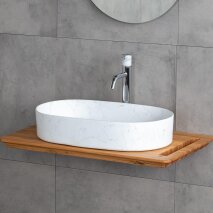 Tezgah Üstü Lavabo Mat Beyaz Mermer Desenli E-W1202M8  - 3