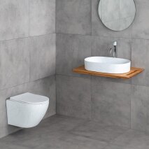 Tezgah Üstü Lavabo Mat Beyaz Mermer Desenli E-W1202M8  - 4