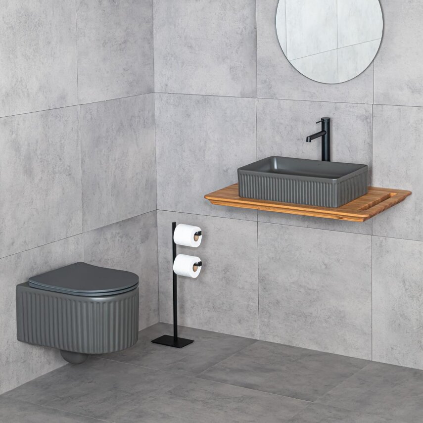 Tezgah Üstü Lavabo Mat Füme E-W1004MF  - 3