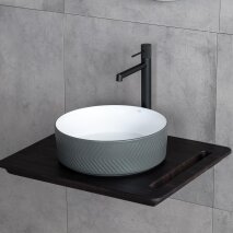 Tezgah Üstü Lavabo Mat Gri & Parlak Beyaz E-W5002GB - 3
