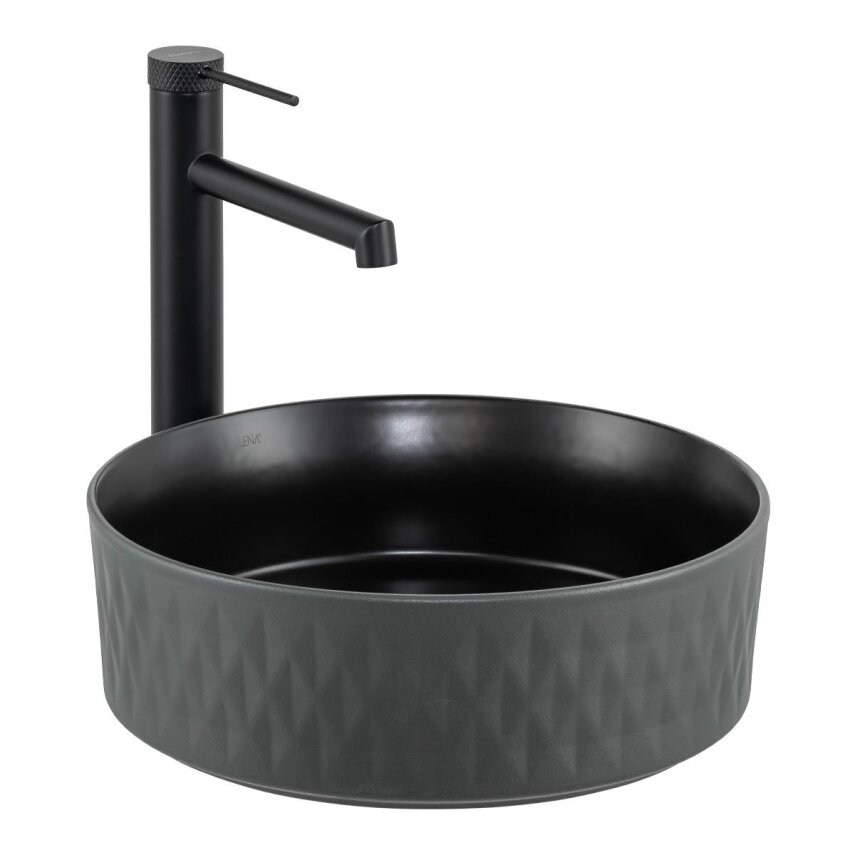 Tezgah Üstü Lavabo Mat Gri & Siyah E-W5001GS  - 1