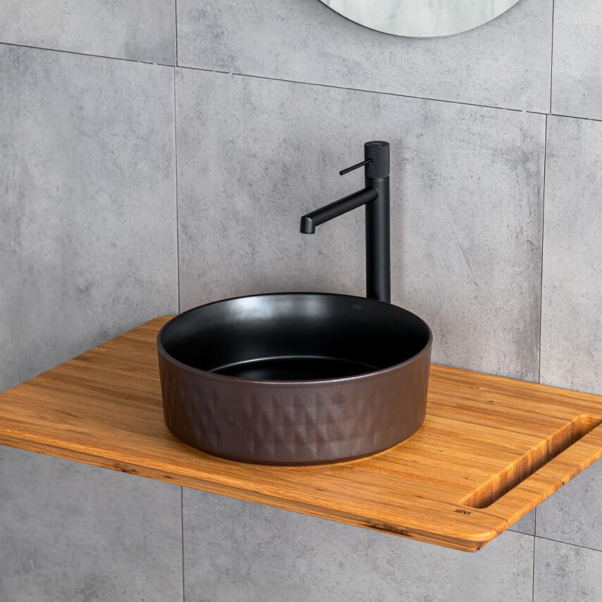 Tezgah Üstü Lavabo Mat Kahve & Siyah E-W5001KS  - 3