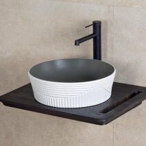  Tezgah Üstü Lavabo Mat Koyu Gri & Beyaz E-W1502MKG - 2