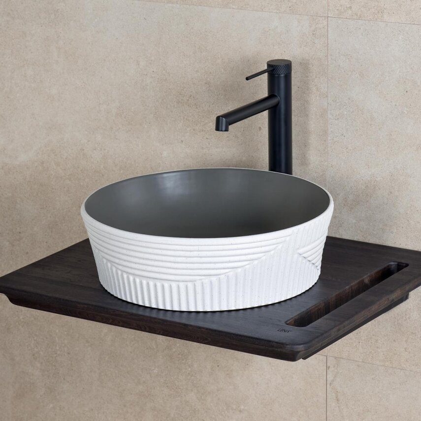  Tezgah Üstü Lavabo Mat Koyu Gri & Beyaz E-W1502MKG - 2