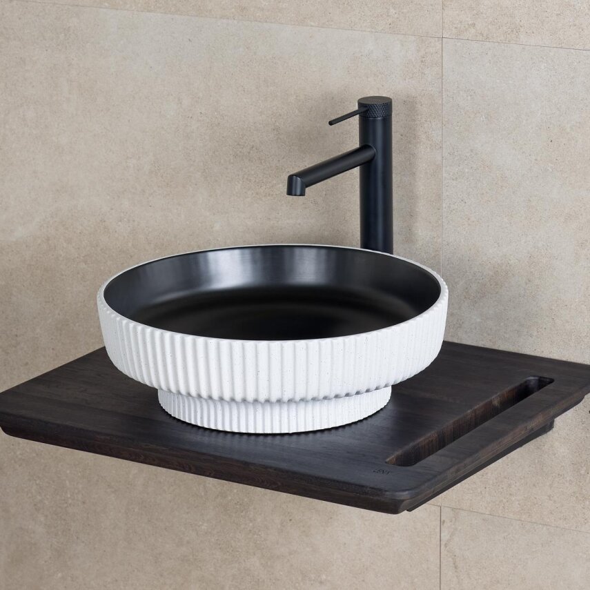 Tezgah Üstü Lavabo Mat Siyah & Beyaz E-W1501MSB - 2