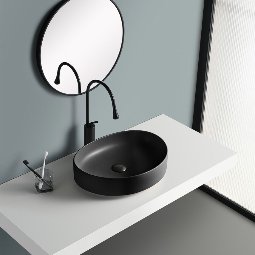 Tezgah Üstü Lavabo Mat Siyah EY-4713MS  - 3