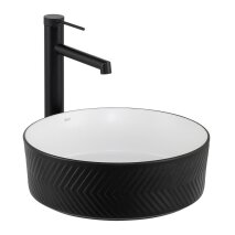  Tezgah Üstü Lavabo Mat Siyah & Parlak Beyaz E-W5002SB