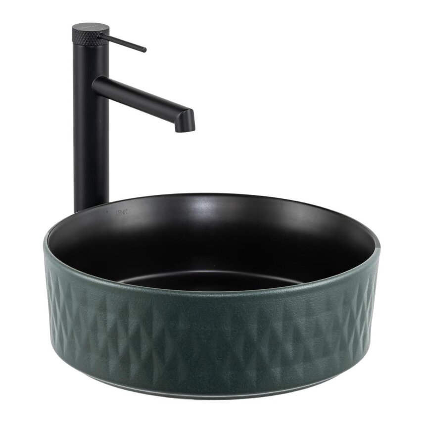 Tezgah Üstü Lavabo Mat Yeşil & Siyah E-W5001YS  - 1