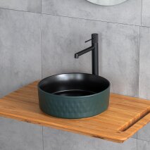 Tezgah Üstü Lavabo Mat Yeşil & Siyah E-W5001YS  - 3