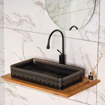  Tezgah Üstü Lavabo Siyah & Altın EY-7034S - 2