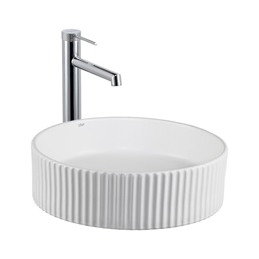 Tezgah Üstü Mat Beyaz Lavabo E-W1001MB  - 1