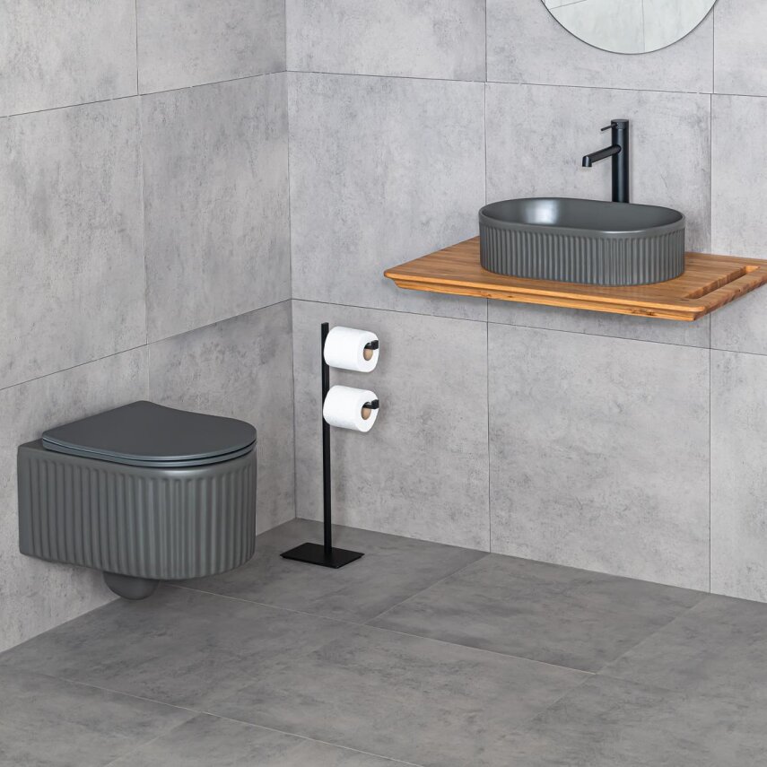 Tezgah Üstü Mat Füme Lavabo E-W1002MF - 3