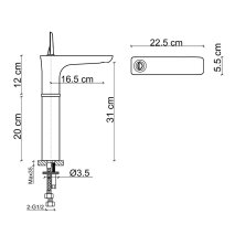 Yüksek Lavabo Bataryası Mat Altın FK-5122  - 2
